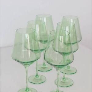 Set of 6 Estelle Green Stem Wine Glasses